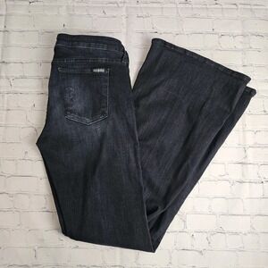 Hudson Flare Jeans Womens Size 30 Black Stretch Logo Made in USA Faded